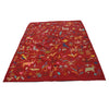 Embroidery Kilim Area Rug Handmade Red Animal 4x7 ft