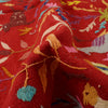 Embroidery Kilim Area Rug Handmade Red Animal 4x7 ft