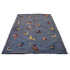Embroidery Kilim Area Rug Handmade Blue Animal 4x7 ft