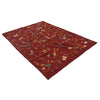 Embroidery Kilim Area Rug Handmade Red Animal 5x8 ft