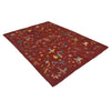 Embroidery Kilim Area Rug Handmade Red Animal 5x8 ft