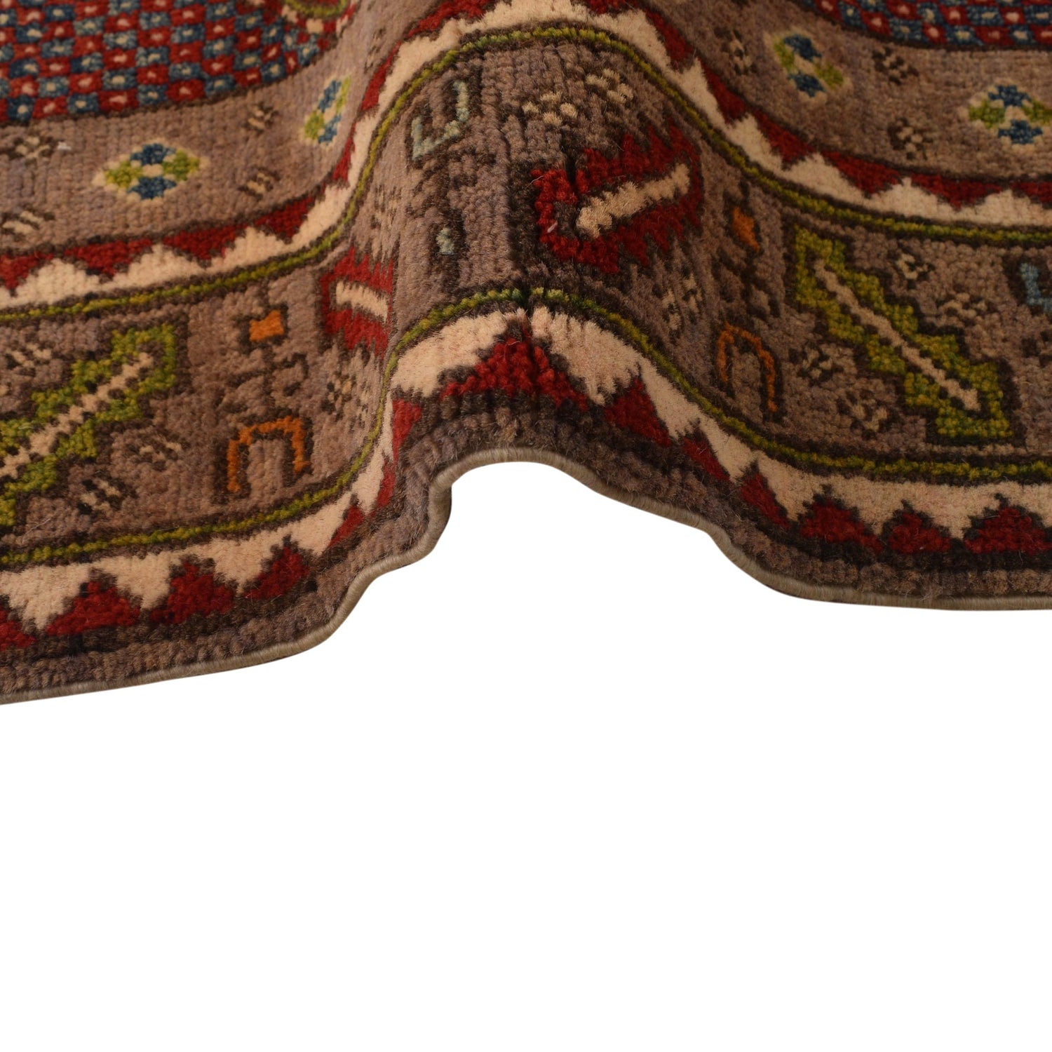 Mamluk Area Rug Handmade Brown Medallion 3x5 ft