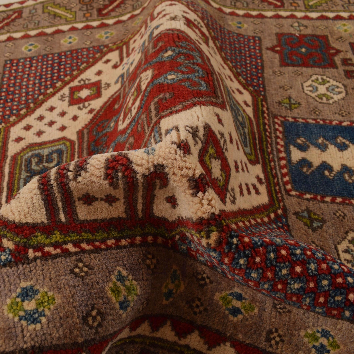 Mamluk Area Rug Handmade Brown Medallion 3x5 ft