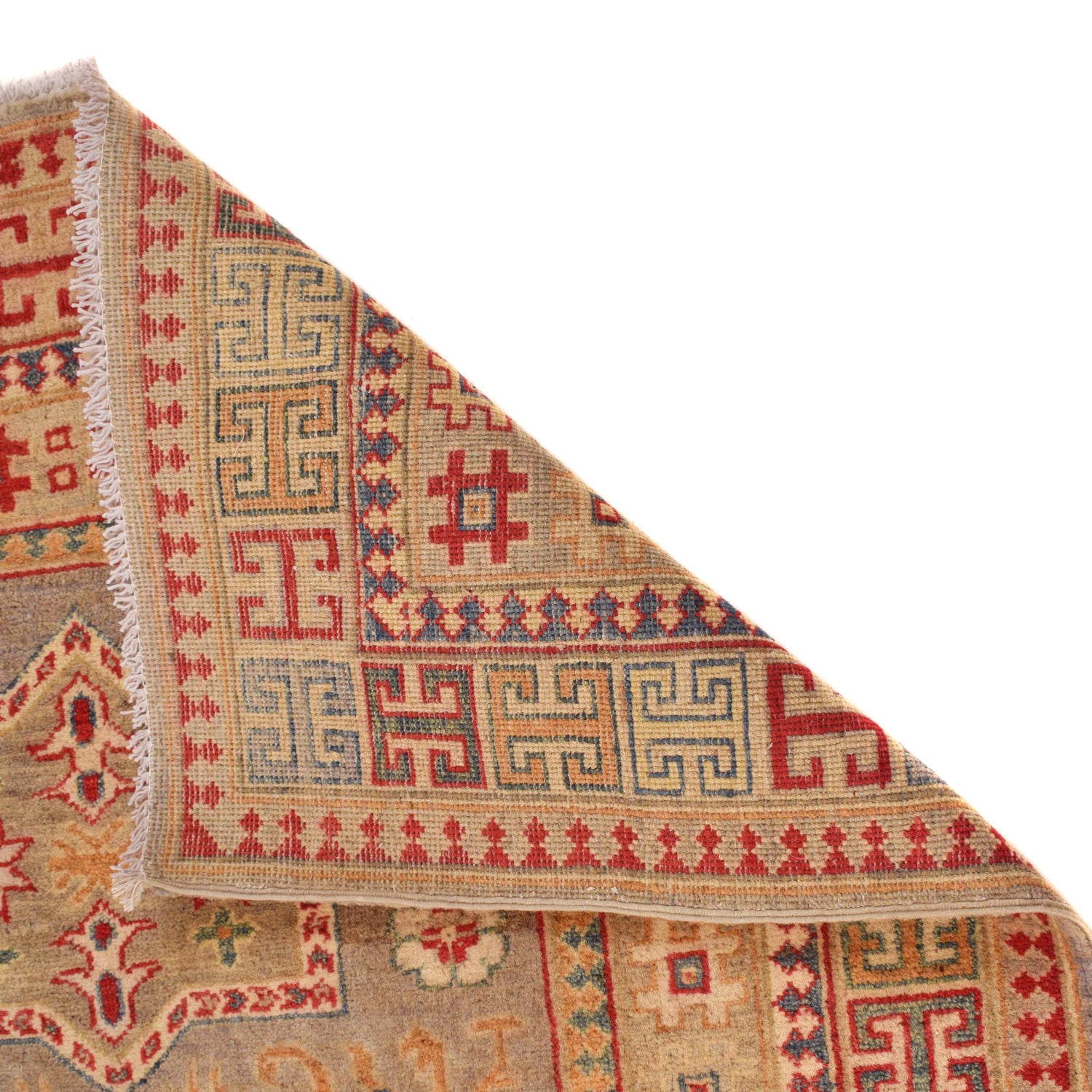 Kazak Rug Handmade Gray Medallion 4x6 ft