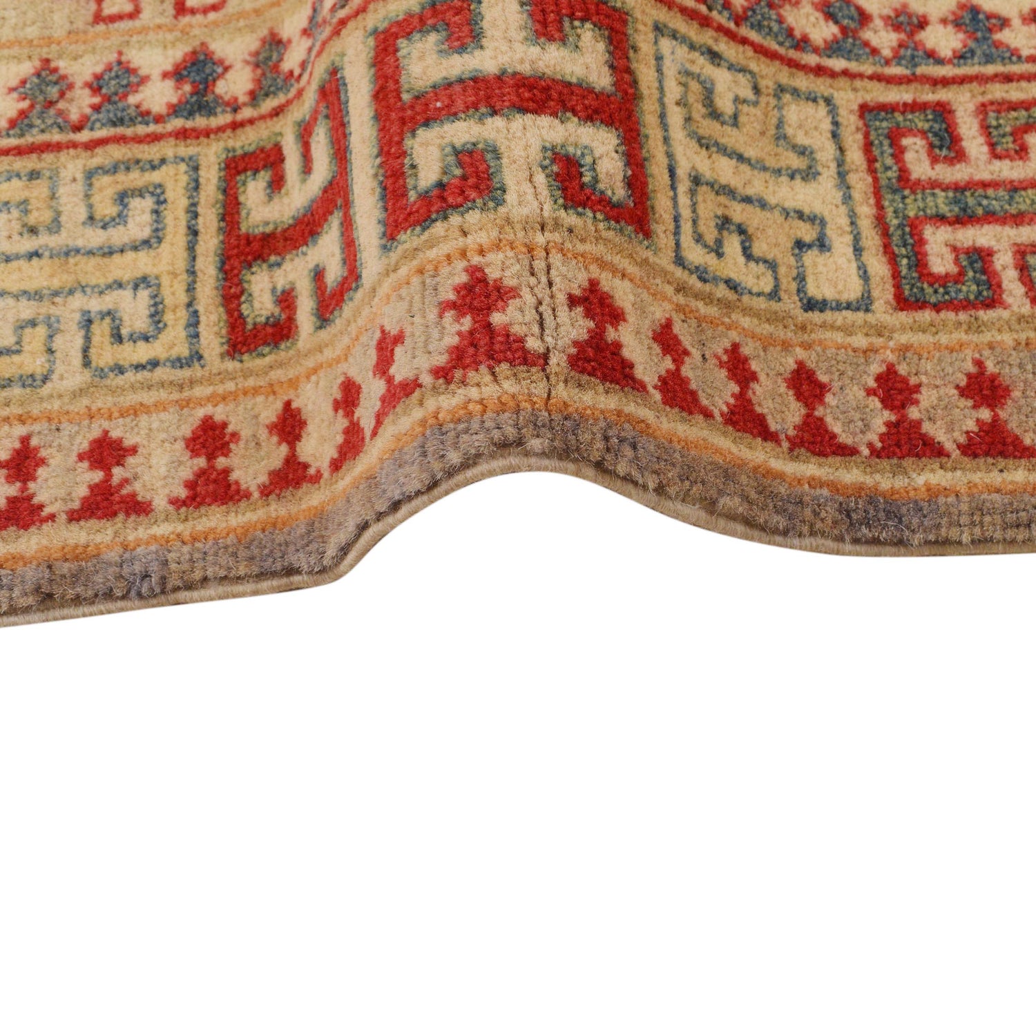Kazak Rug Handmade Gray Medallion 4x6 ft