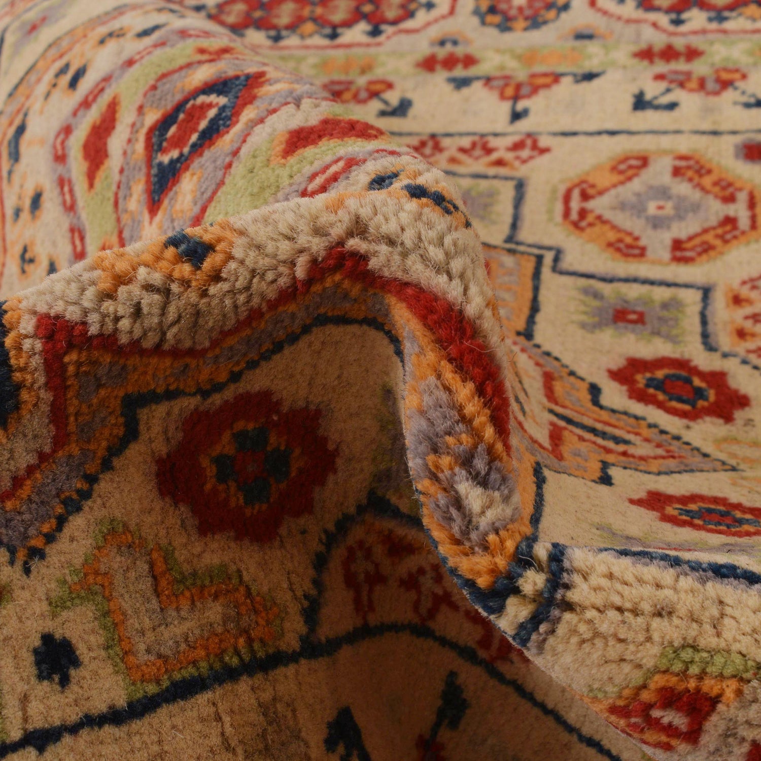 Kazak Rug Handmade Beige Medallion 3x5 ft