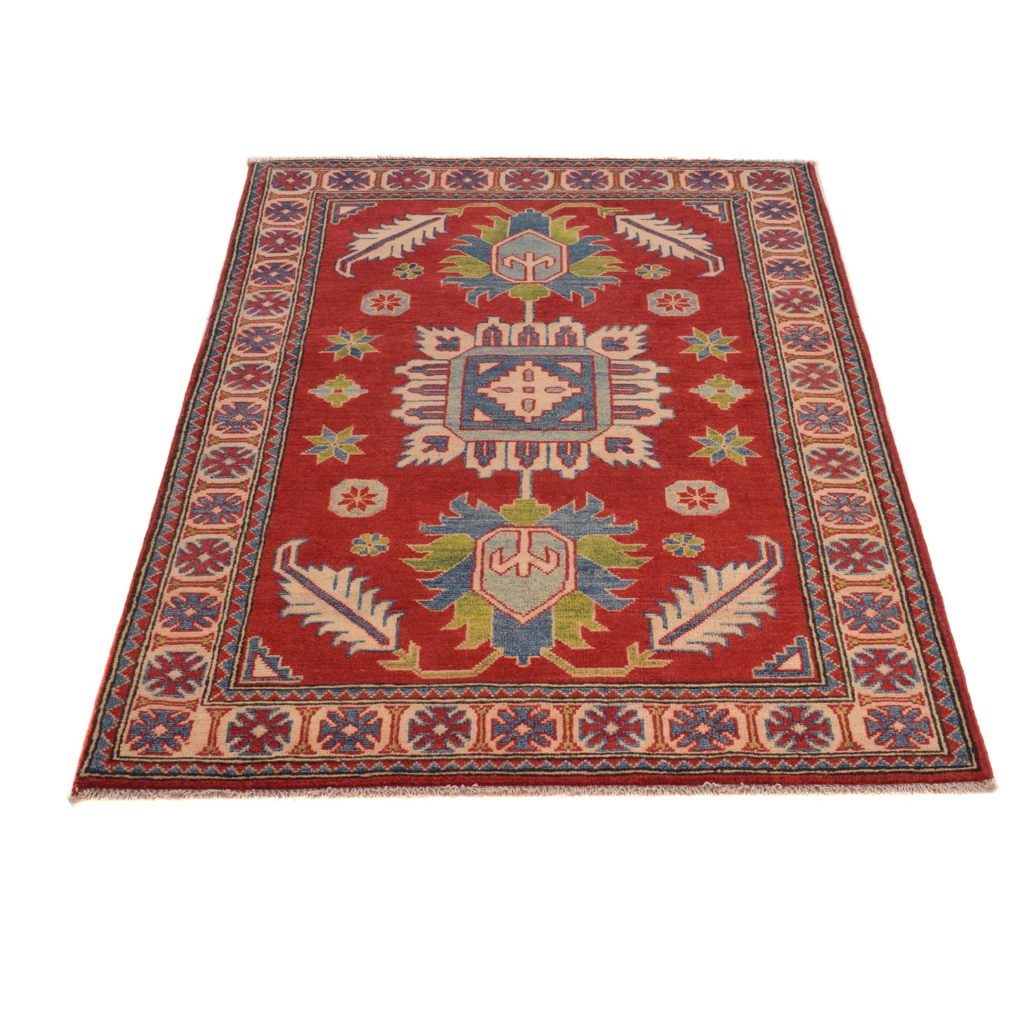 Kazak Rug Handmade Red Medallion 3x5 ft