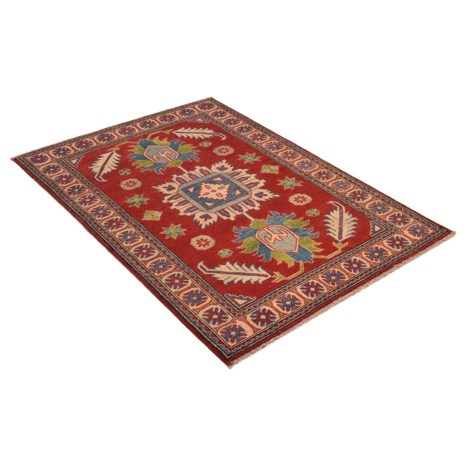 Kazak Rug Handmade Red Medallion 3x5 ft