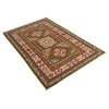 Kazak Rug Handmade Green Medallion 3x5 ft