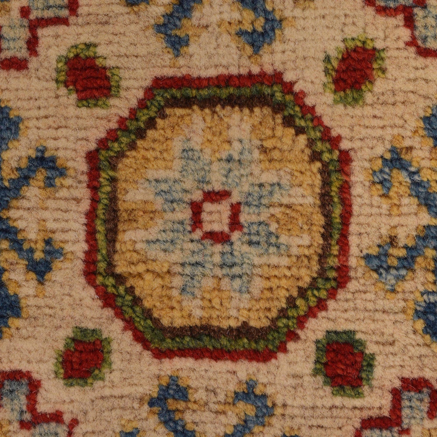 Kazak Rug Handmade Green Medallion 3x5 ft