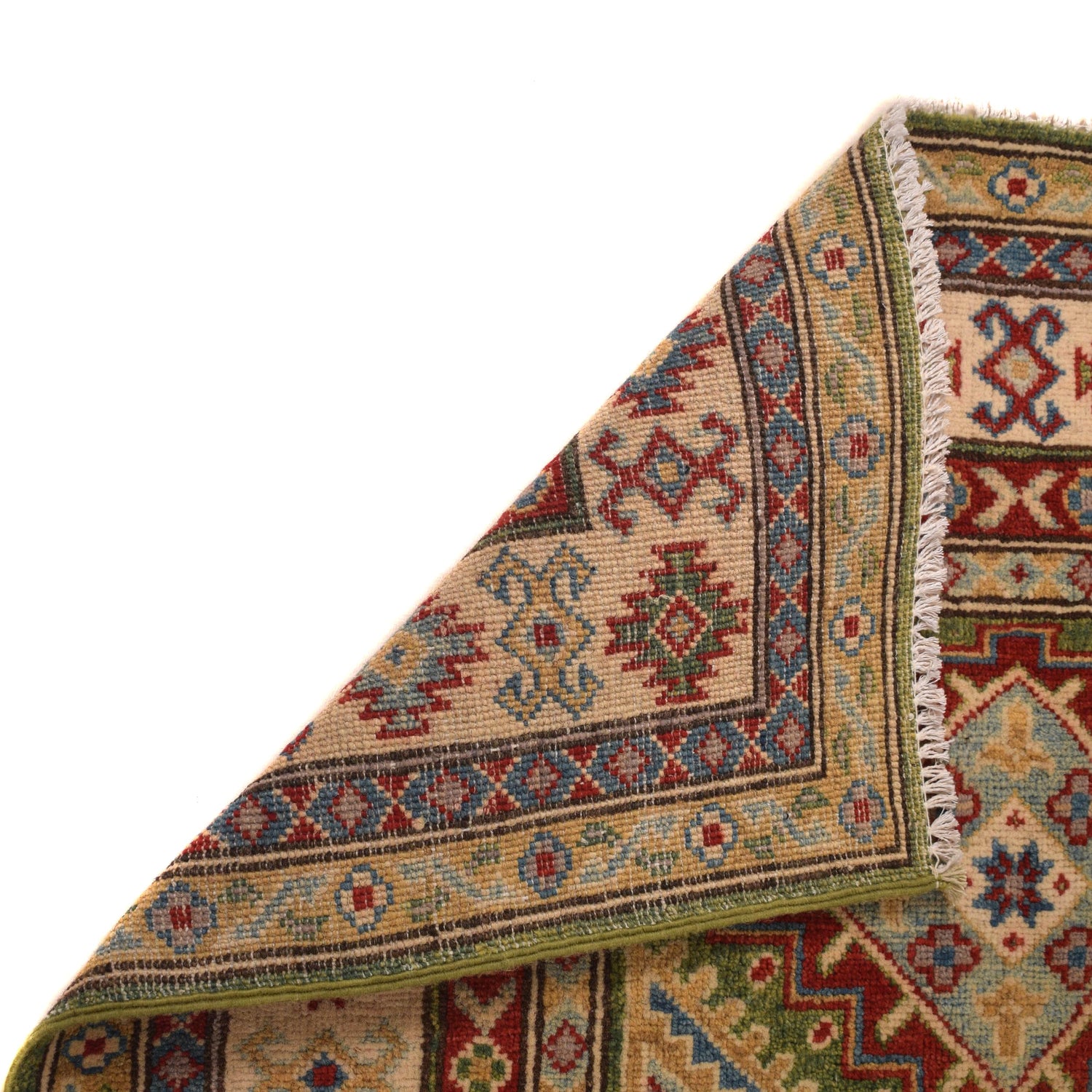 Kazak Rug Handmade Green Medallion 3x5 ft