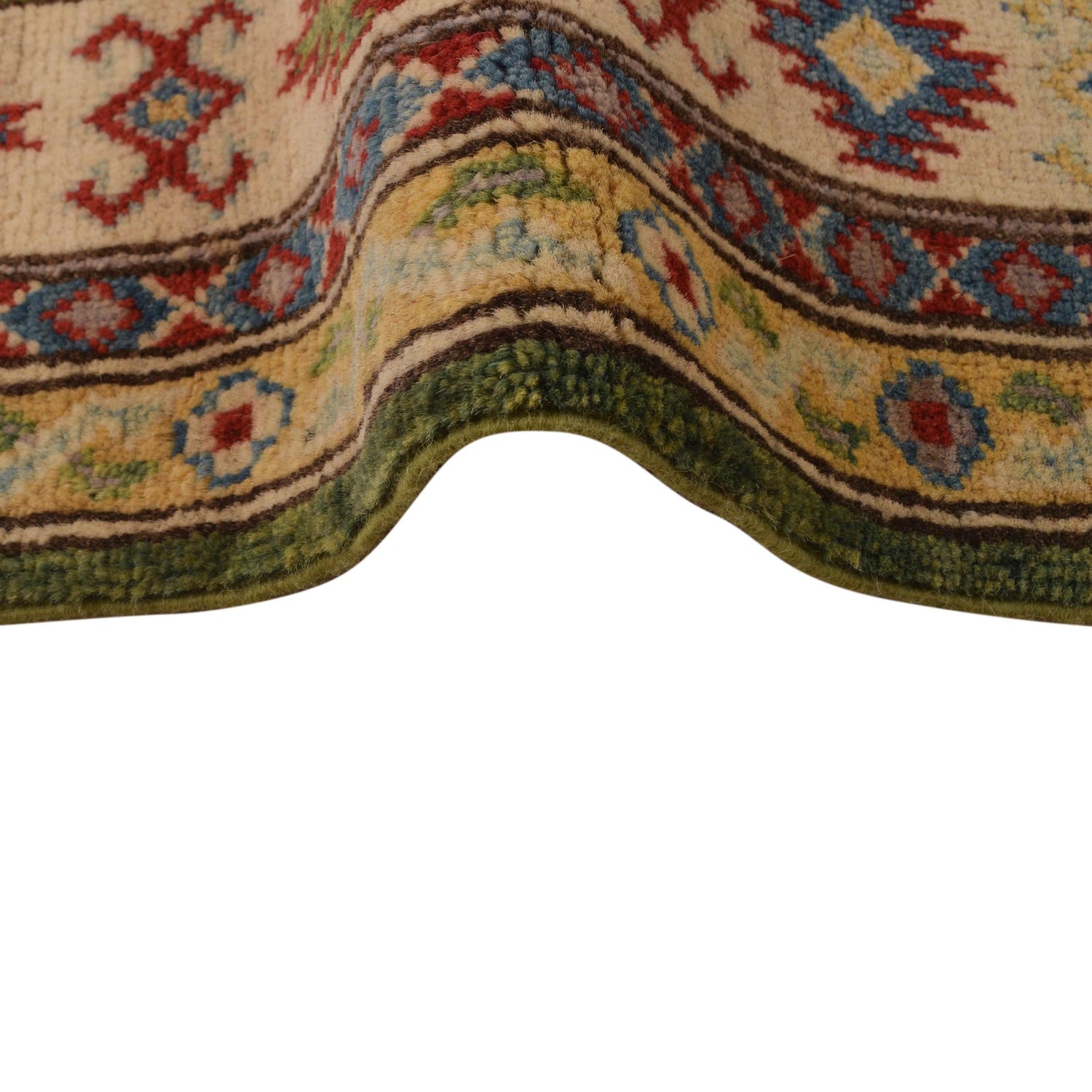 Kazak Rug Handmade Green Medallion 3x5 ft