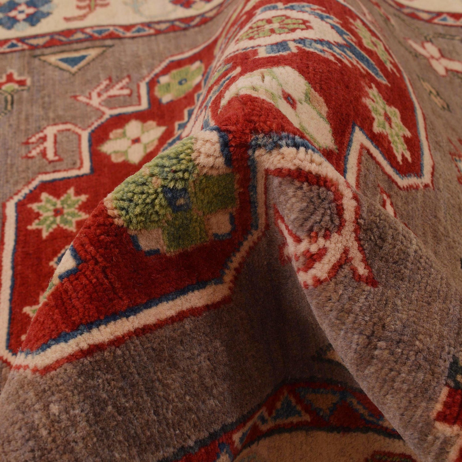 Kazak Rug Handmade Brown Medallion 3x5 ft