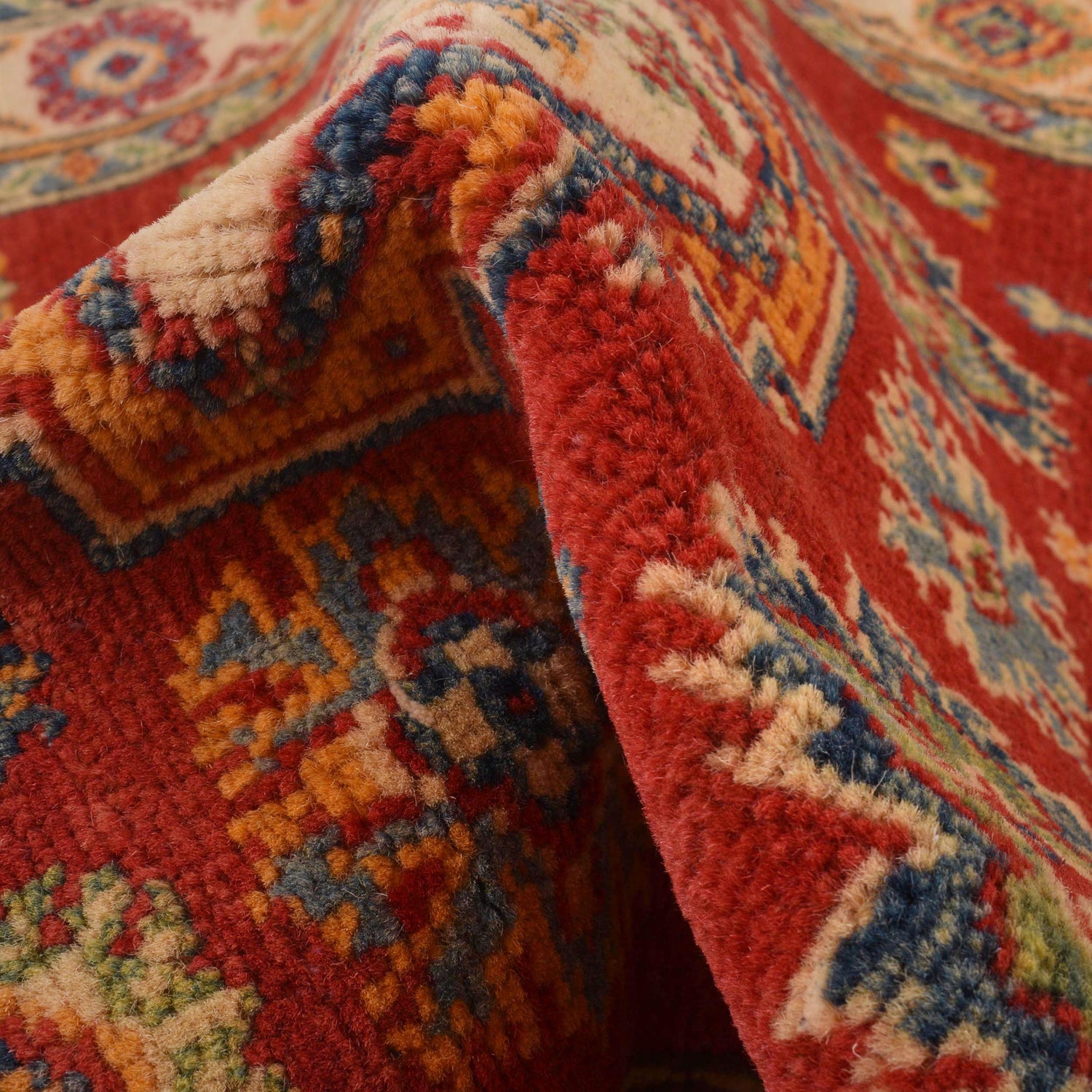 Kazak Rug Handmade Red Medallion 2x4 ft