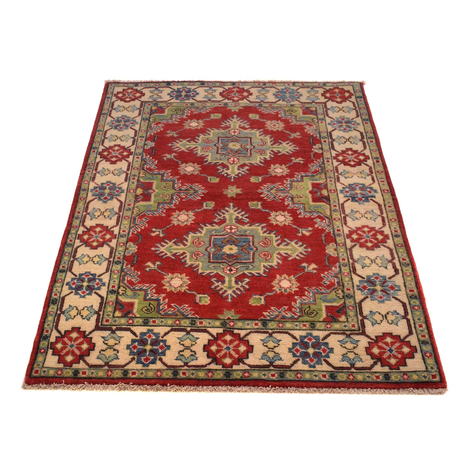 Kazak Rug Handmade Red Medallion 3x5 ft