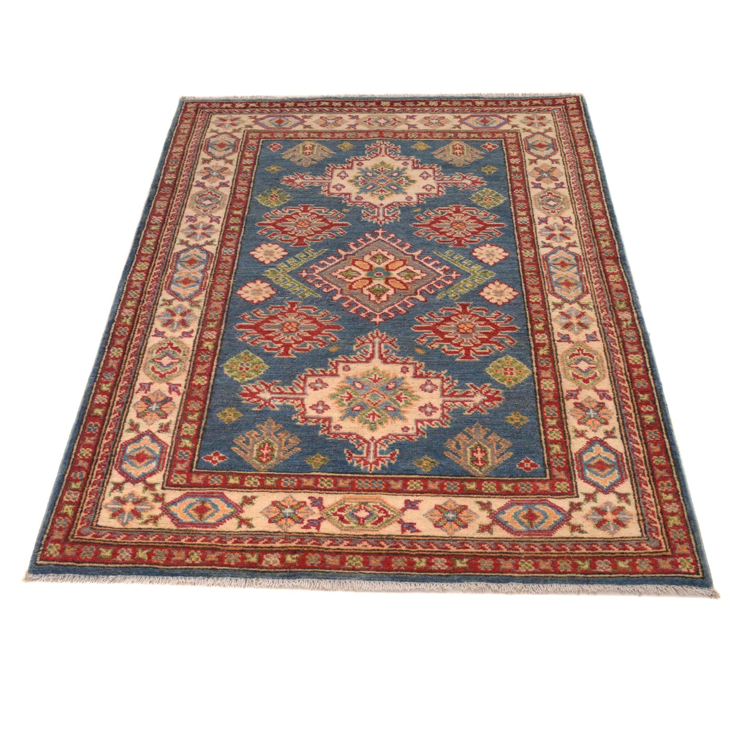 Kazak Rug Handmade Blue Medallion 3x5 ft