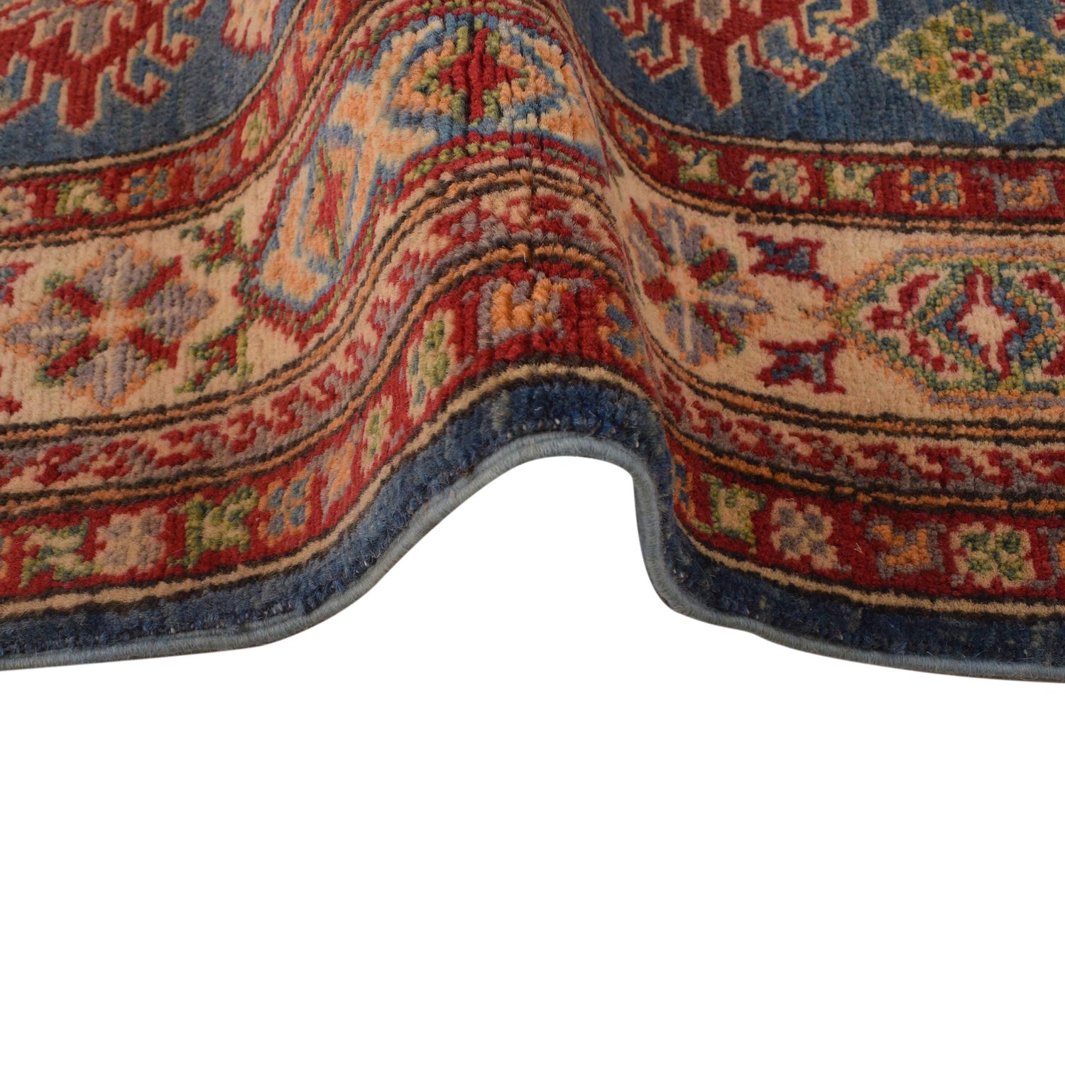 Kazak Rug Handmade Blue Medallion 3x5 ft
