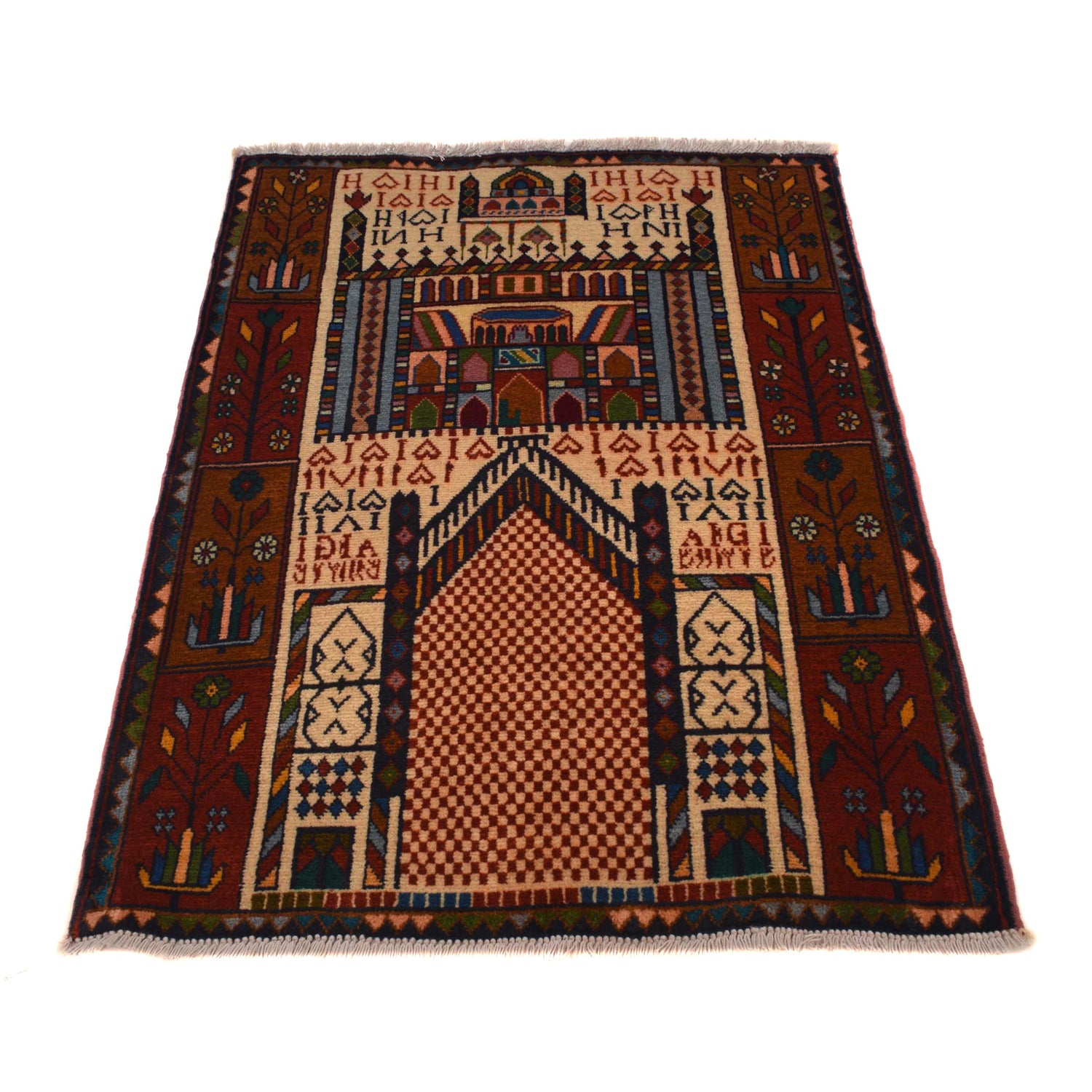 Baluchi Rug Handmade Multi Prayer Design 2x4 ft