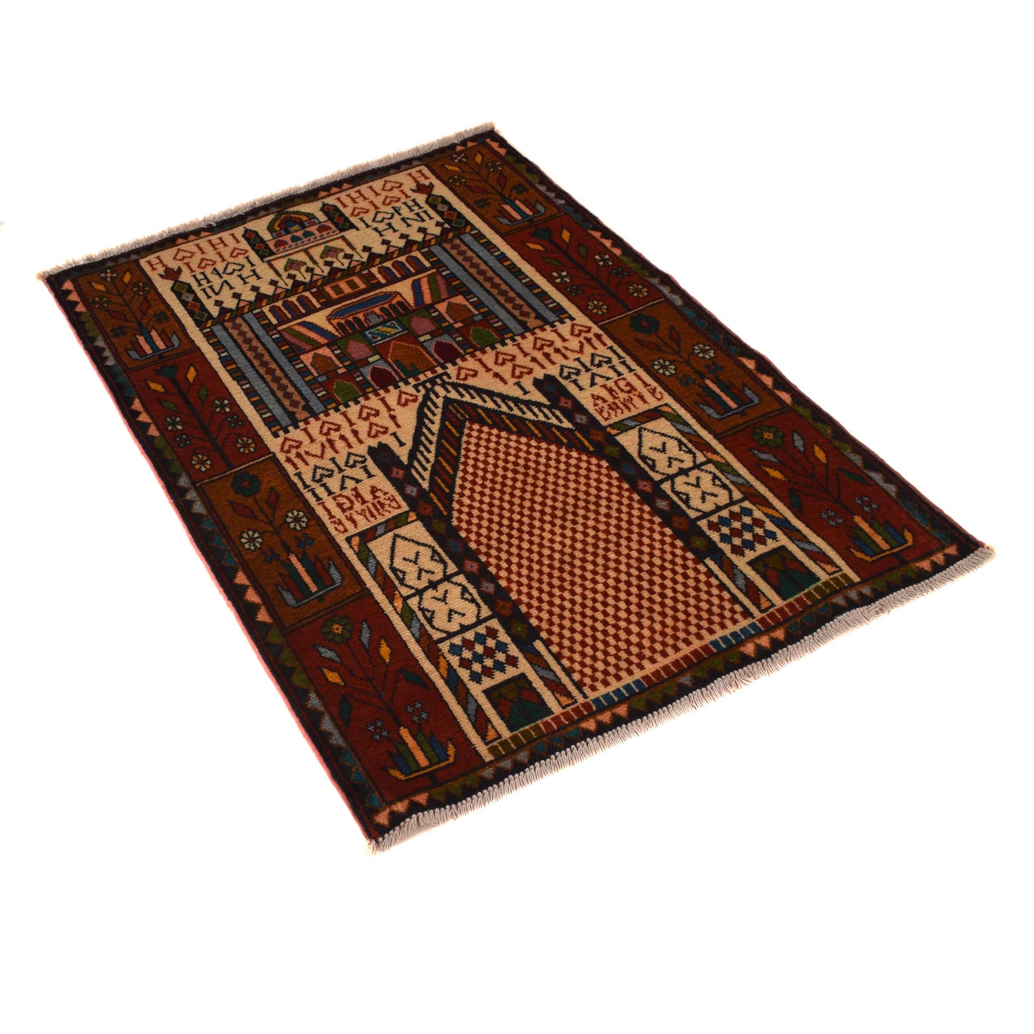 Baluchi Rug Handmade Multi Prayer Design 2x4 ft