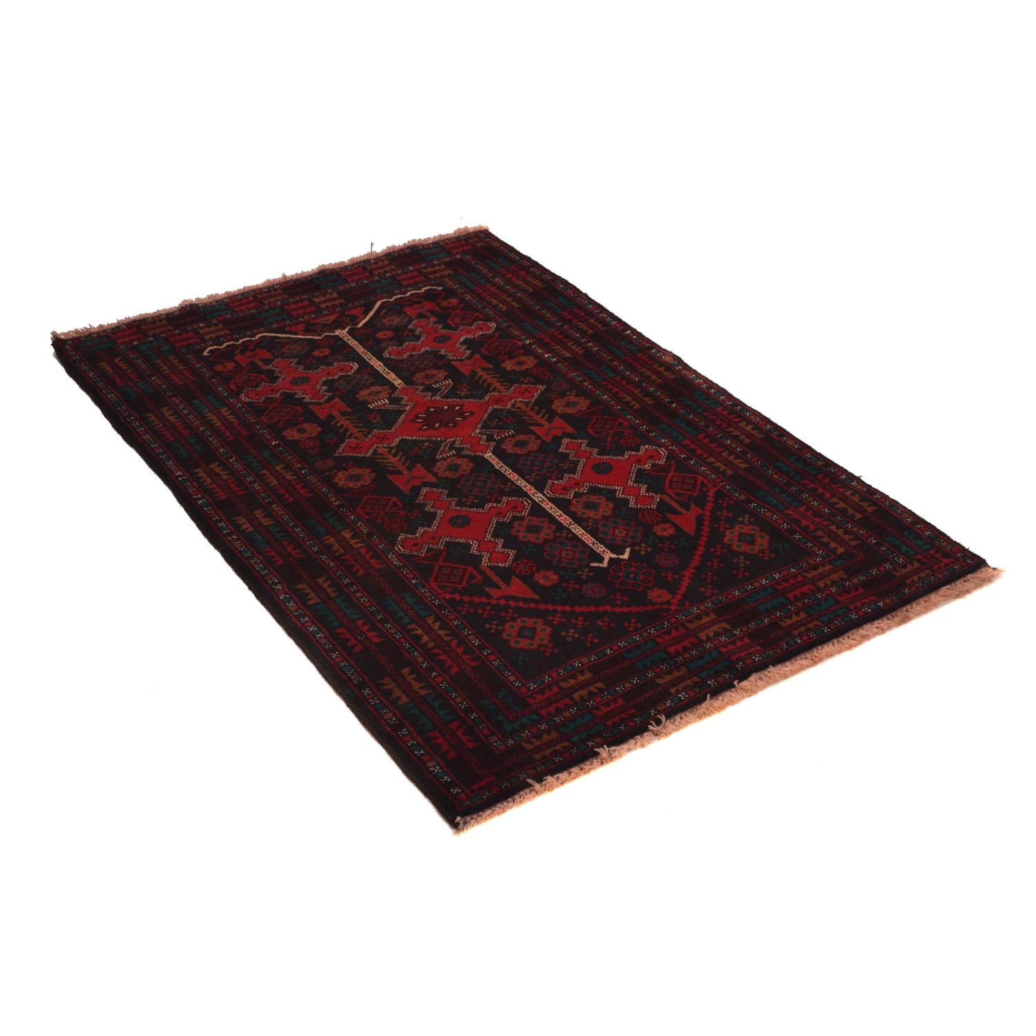 Baluchi Rug Handmade Multi Geometric 3x5 ft