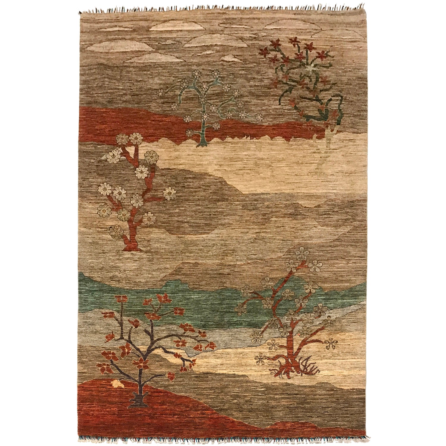 Tree Of Life Area Rug Handmade Multi Floral 7x10 ft