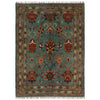 Sultani Area Rug Handmade Blue Floral 4x6 ft