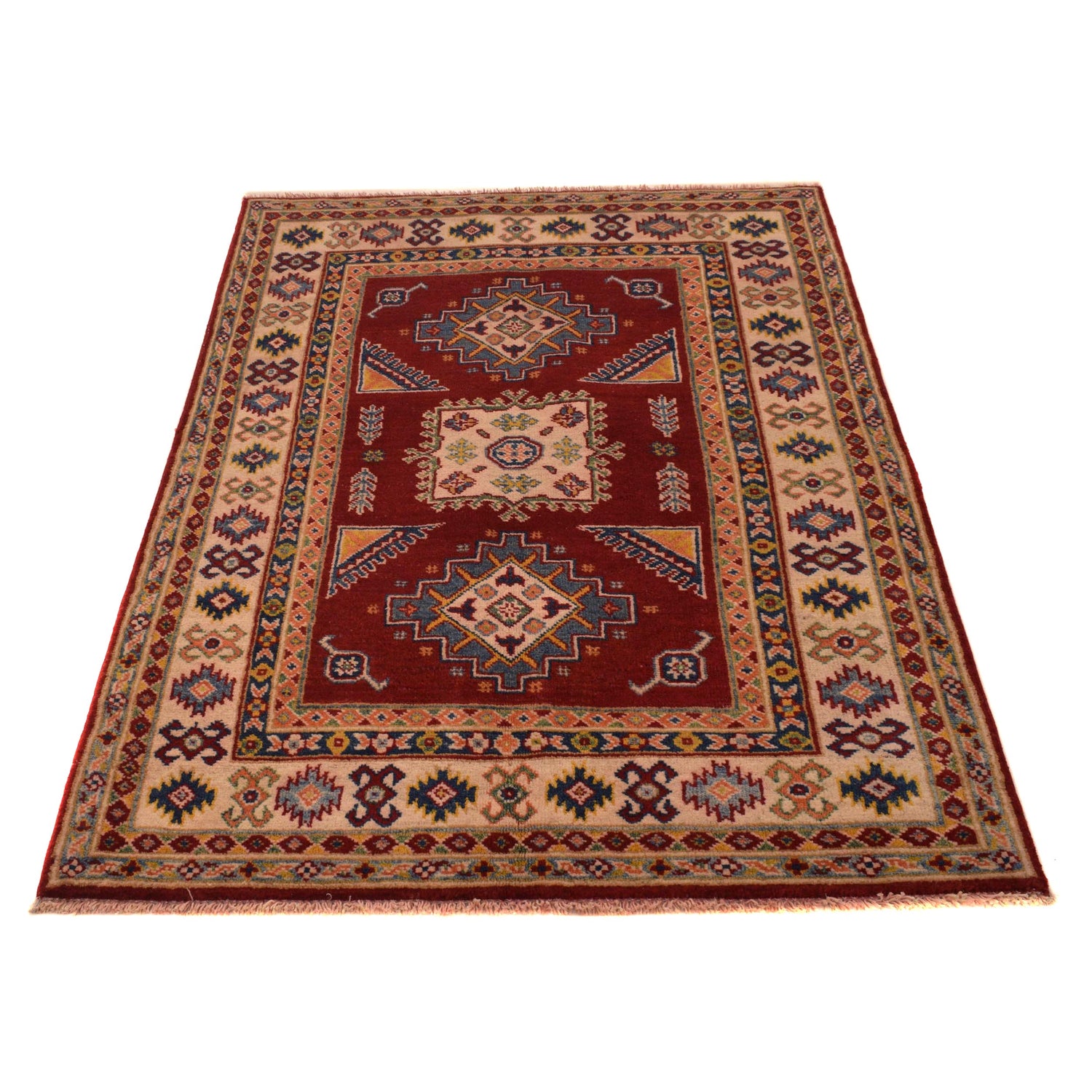 Kazak Rug Handmade Red Medallion 3x5 ft