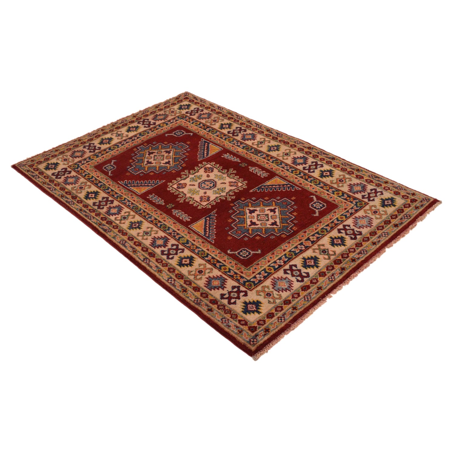 Kazak Rug Handmade Red Medallion 3x5 ft
