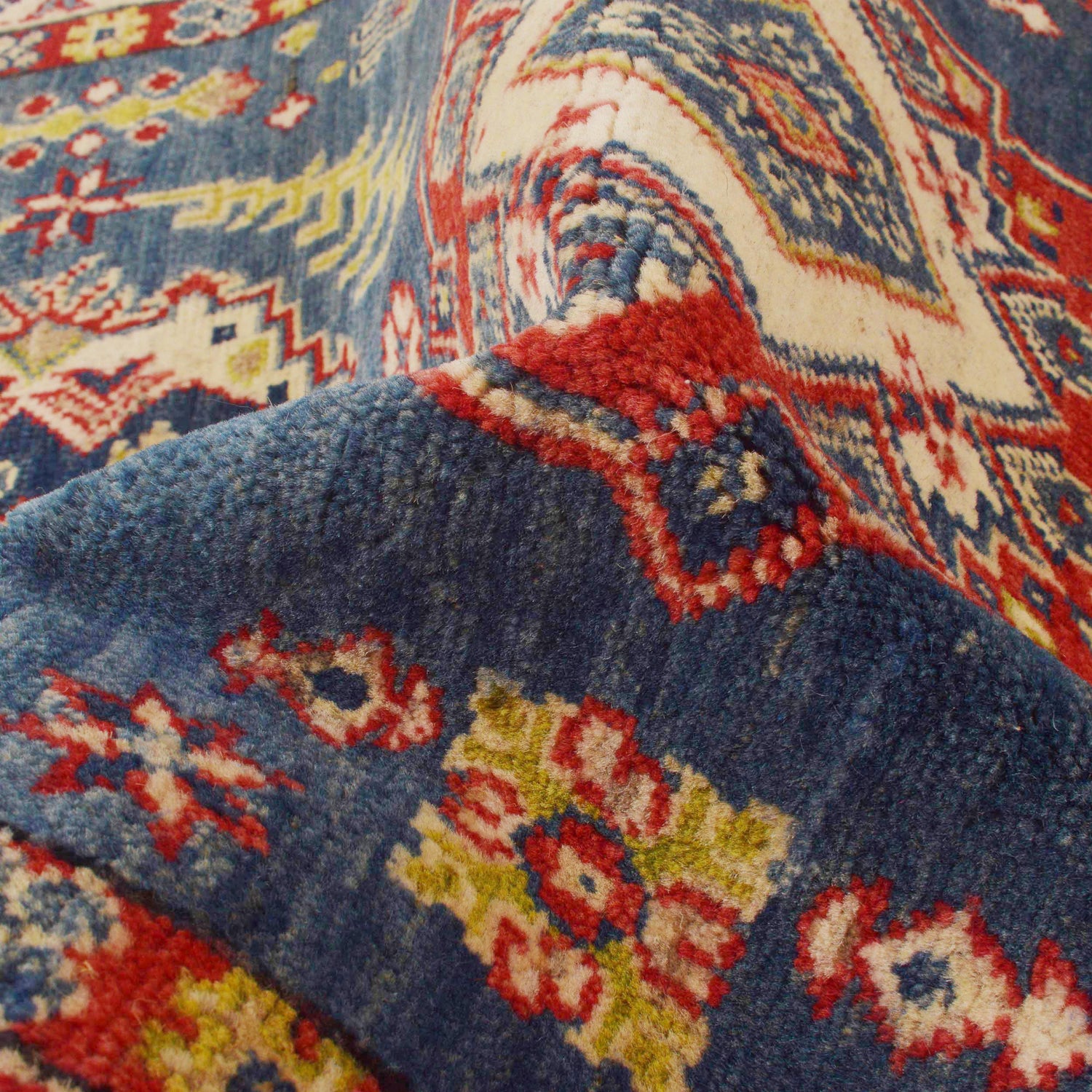 Kazak Rug Handmade Blue Medallion 3x5 ft