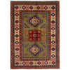 Kazak Rug Handmade Green Medallion 3x5 ft