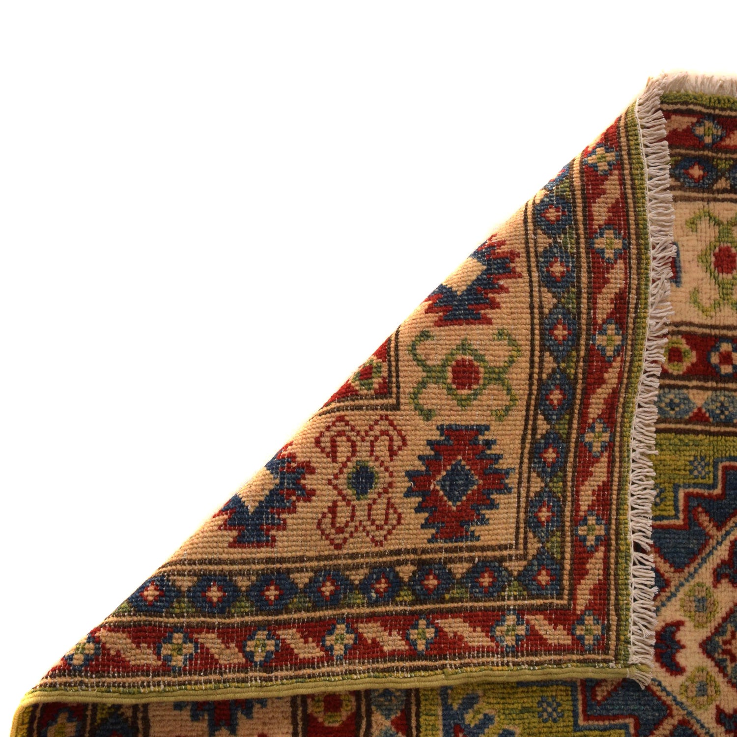 Kazak Rug Handmade Green Medallion 3x5 ft