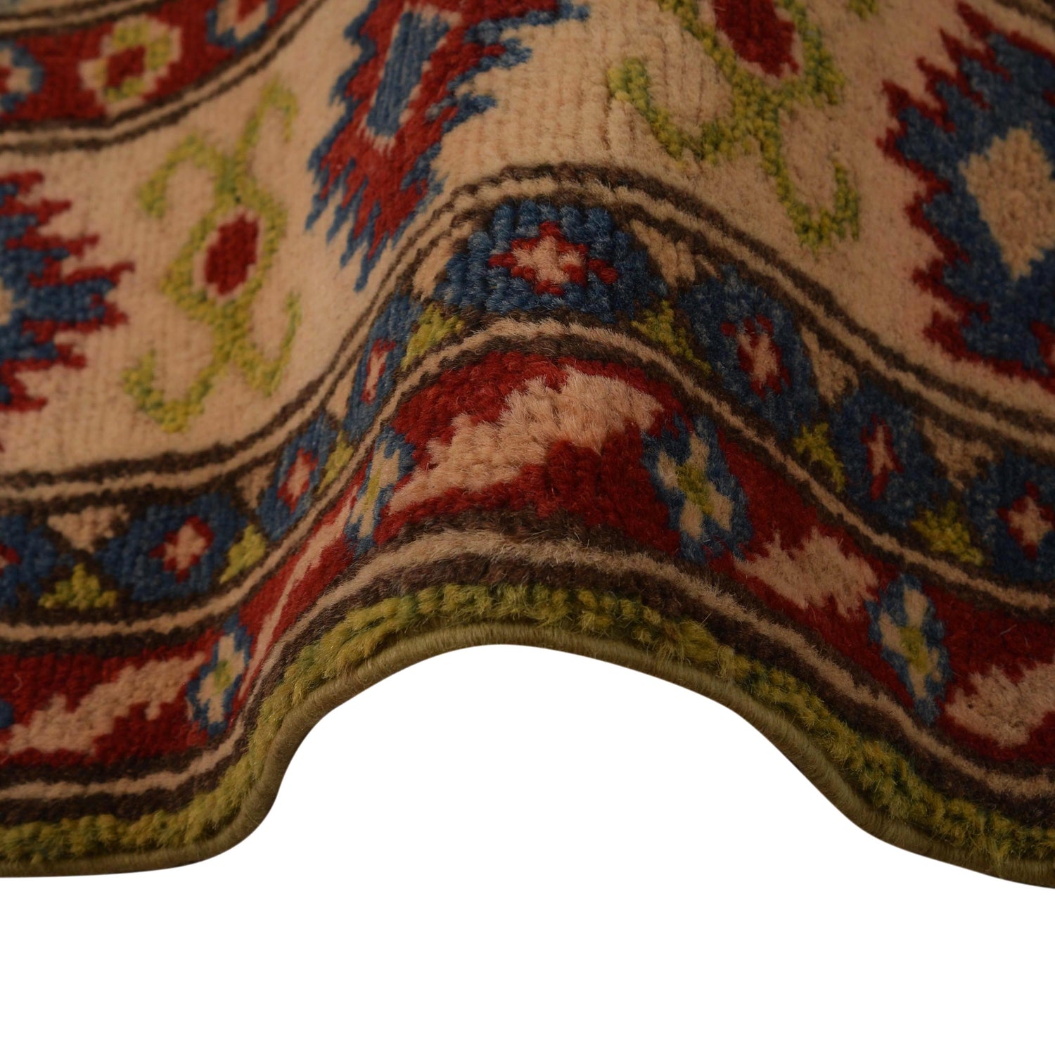 Kazak Rug Handmade Green Medallion 3x5 ft