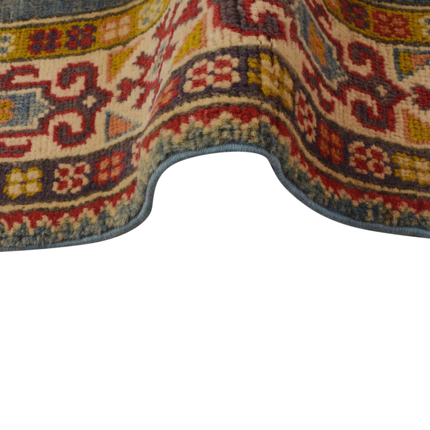 Kazak Rug Handmade Blue Medallion 3x5 ft