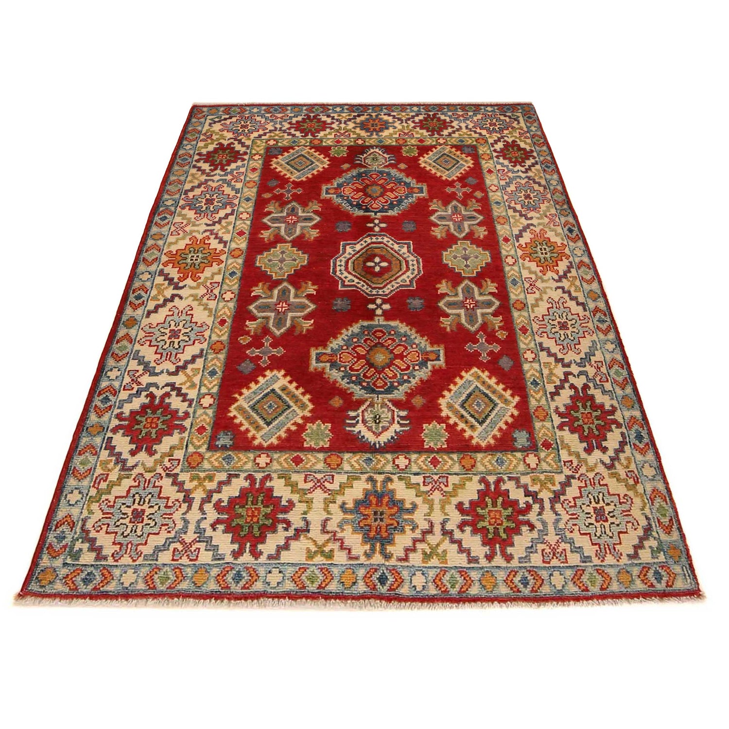 Kazak Rug Handmade Red Medallion 3x5 ft