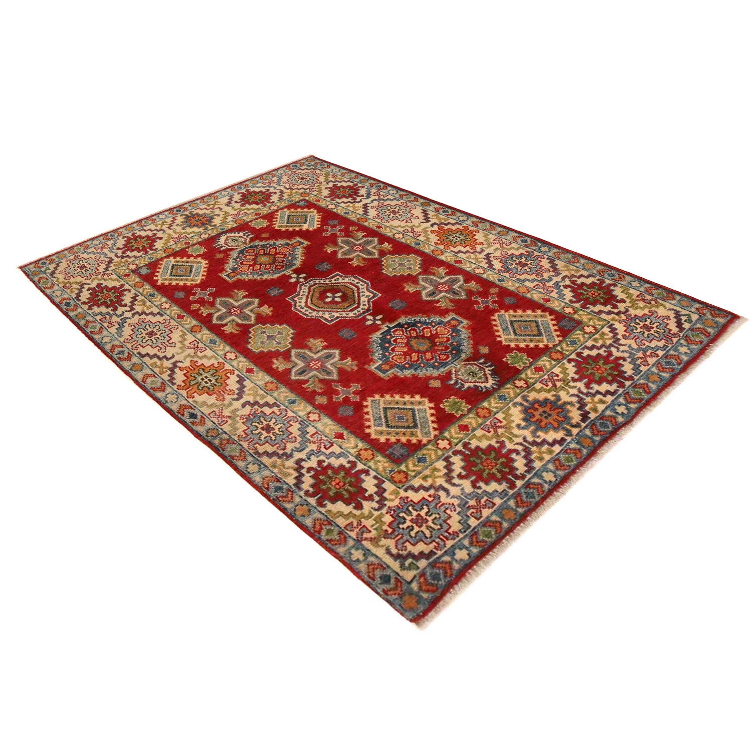 Kazak Rug Handmade Red Medallion 3x5 ft