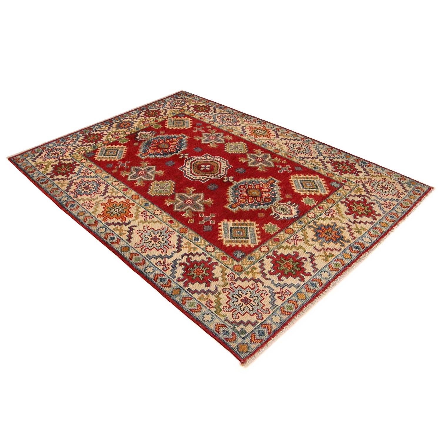 Kazak Rug Handmade Red Medallion 3x5 ft