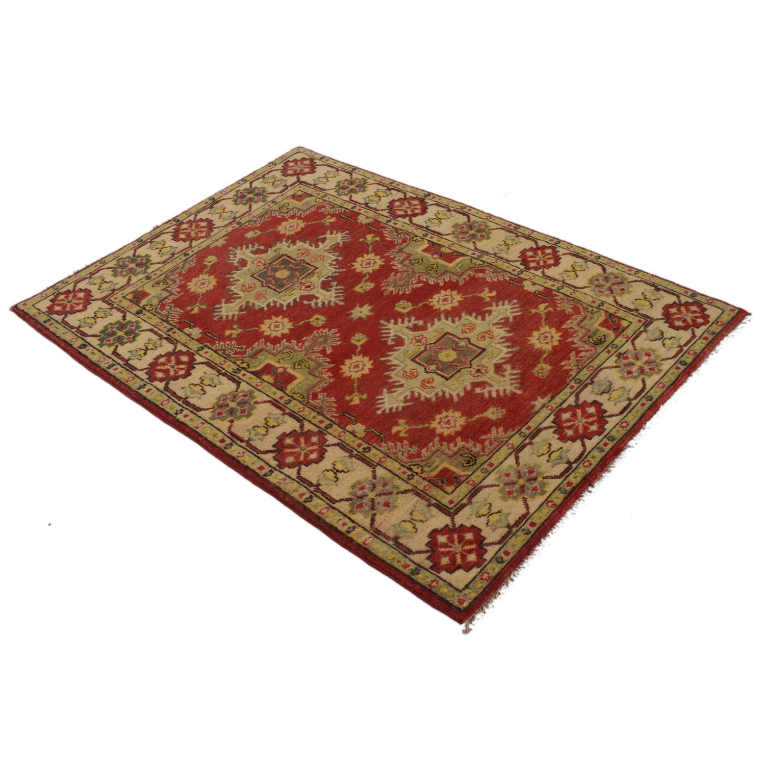 Kazak Rug Handmade Red Medallion 3x5 ft