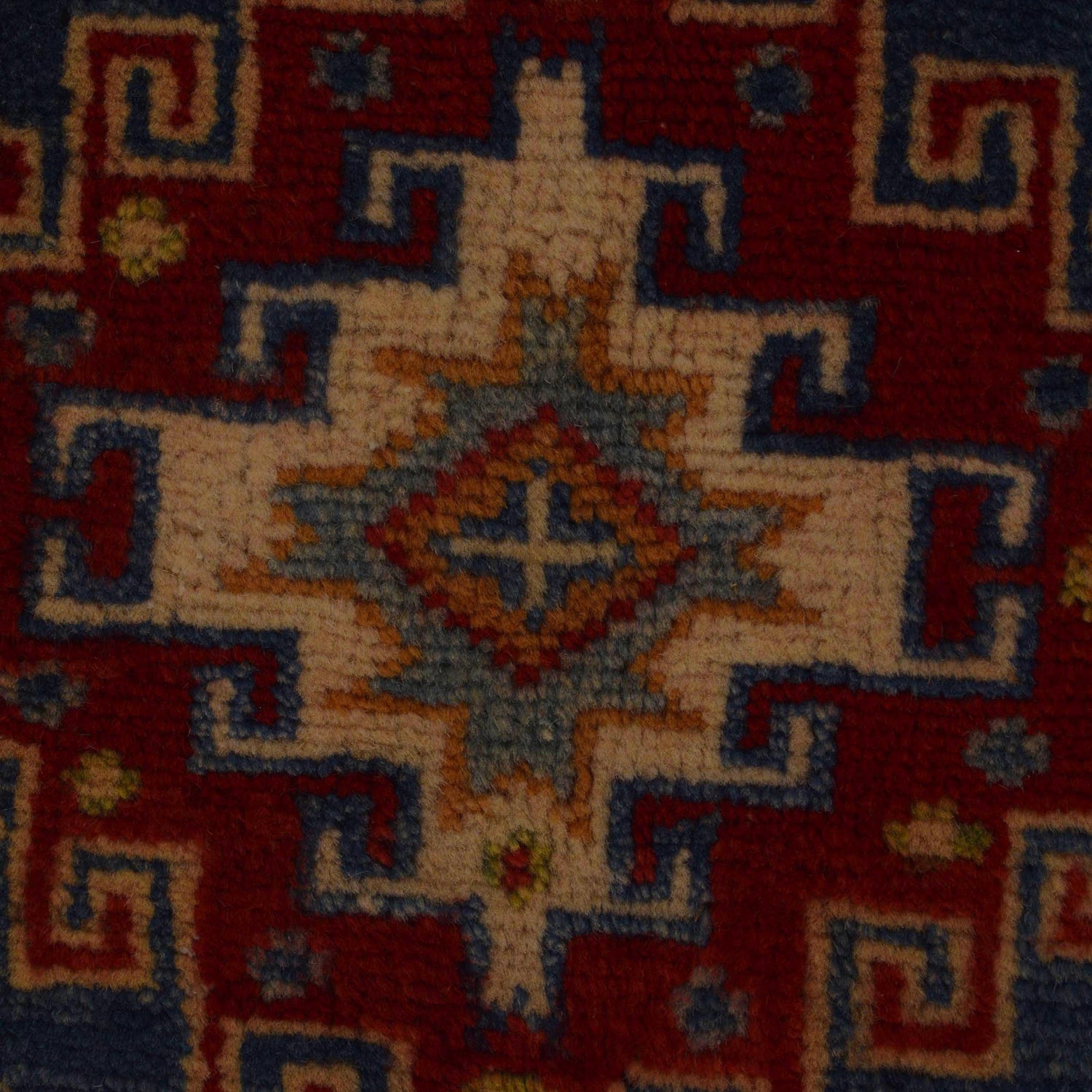 Kazak Rug Handmade Blue Medallion 2x4 ft