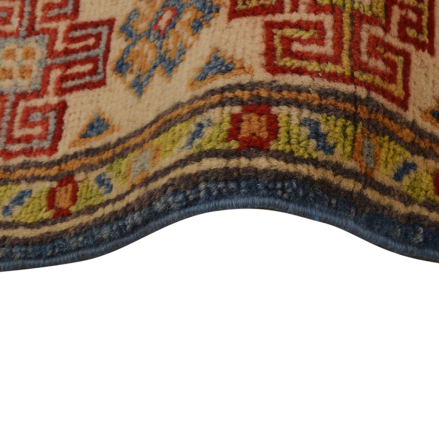 Kazak Rug Handmade Blue Medallion 2x4 ft