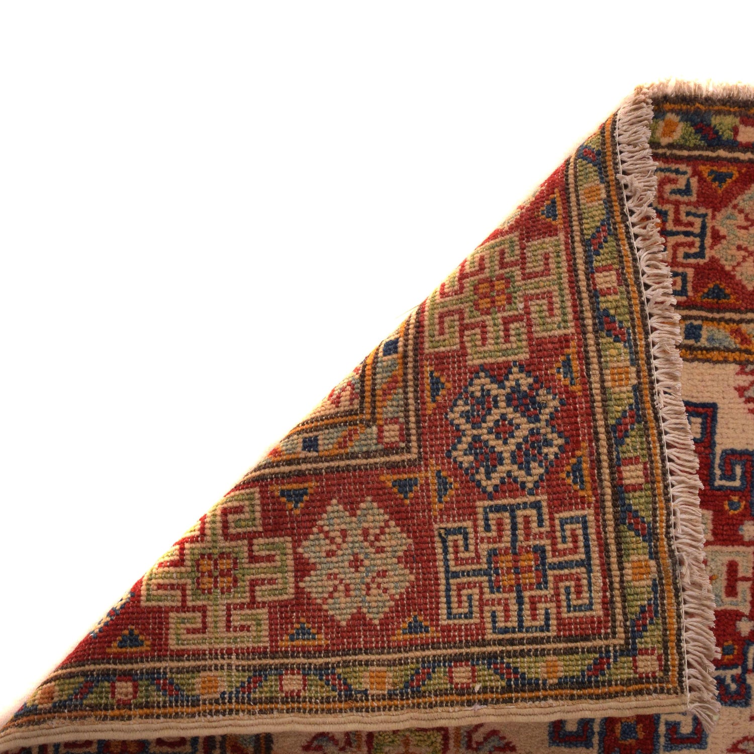 Kazak Rug Handmade Beige Medallion 2x4 ft