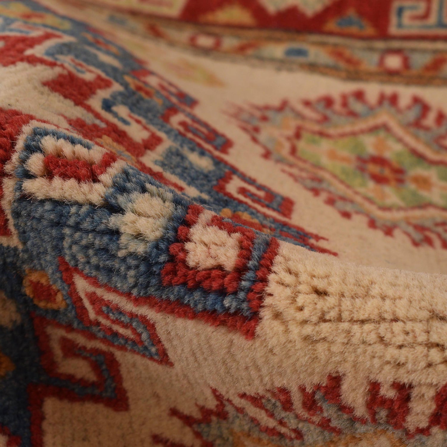 Kazak Rug Handmade Beige Medallion 2x4 ft