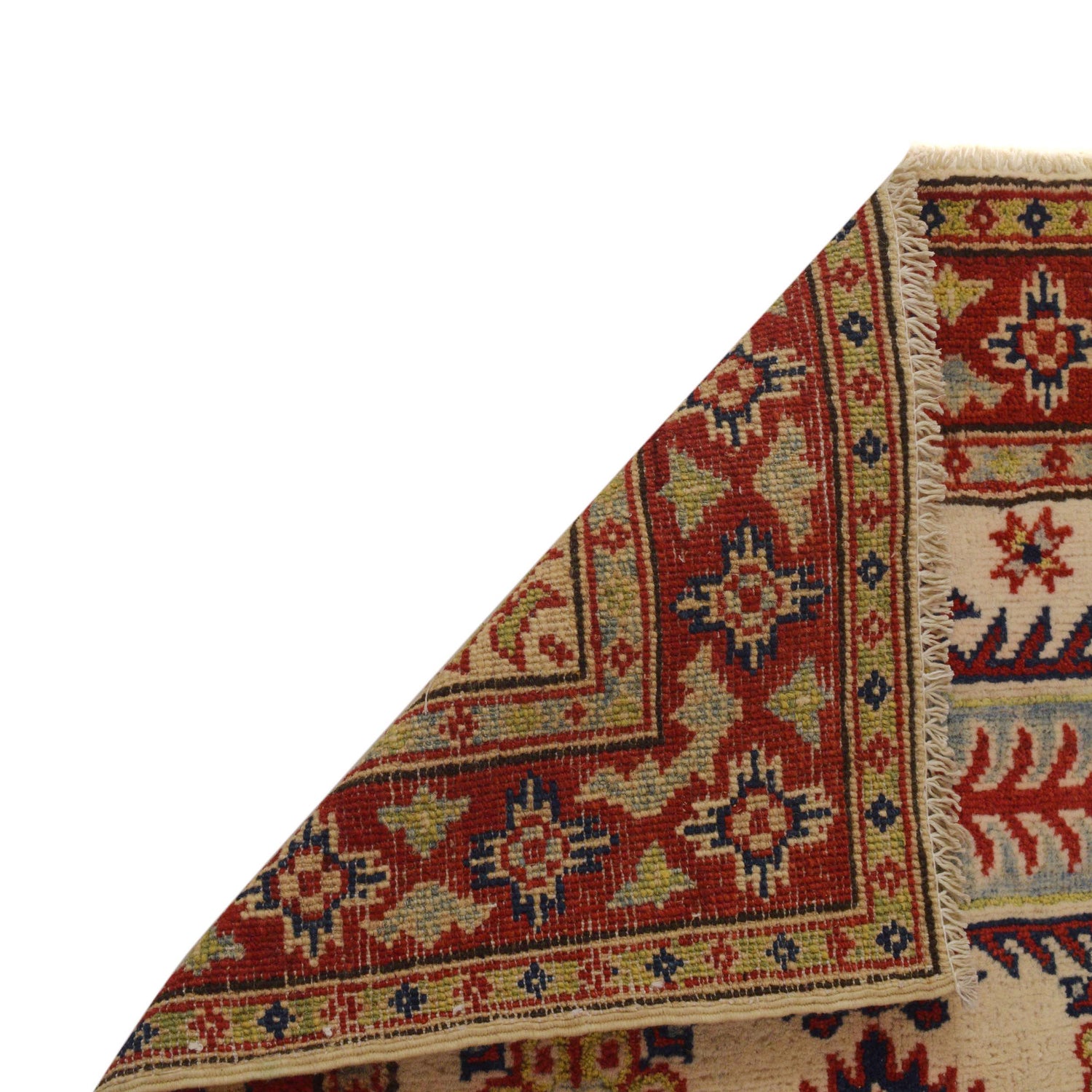 Kazak Rug Handmade Beige Medallion 2x4 ft