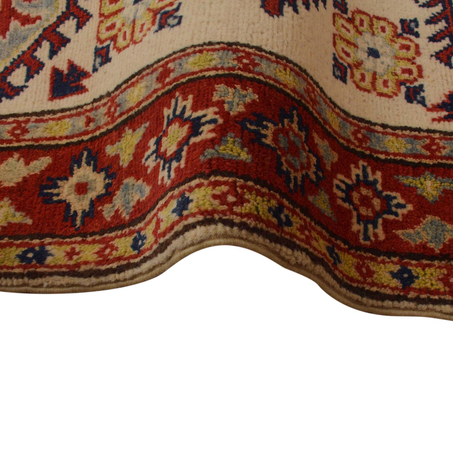 Kazak Rug Handmade Beige Medallion 2x4 ft