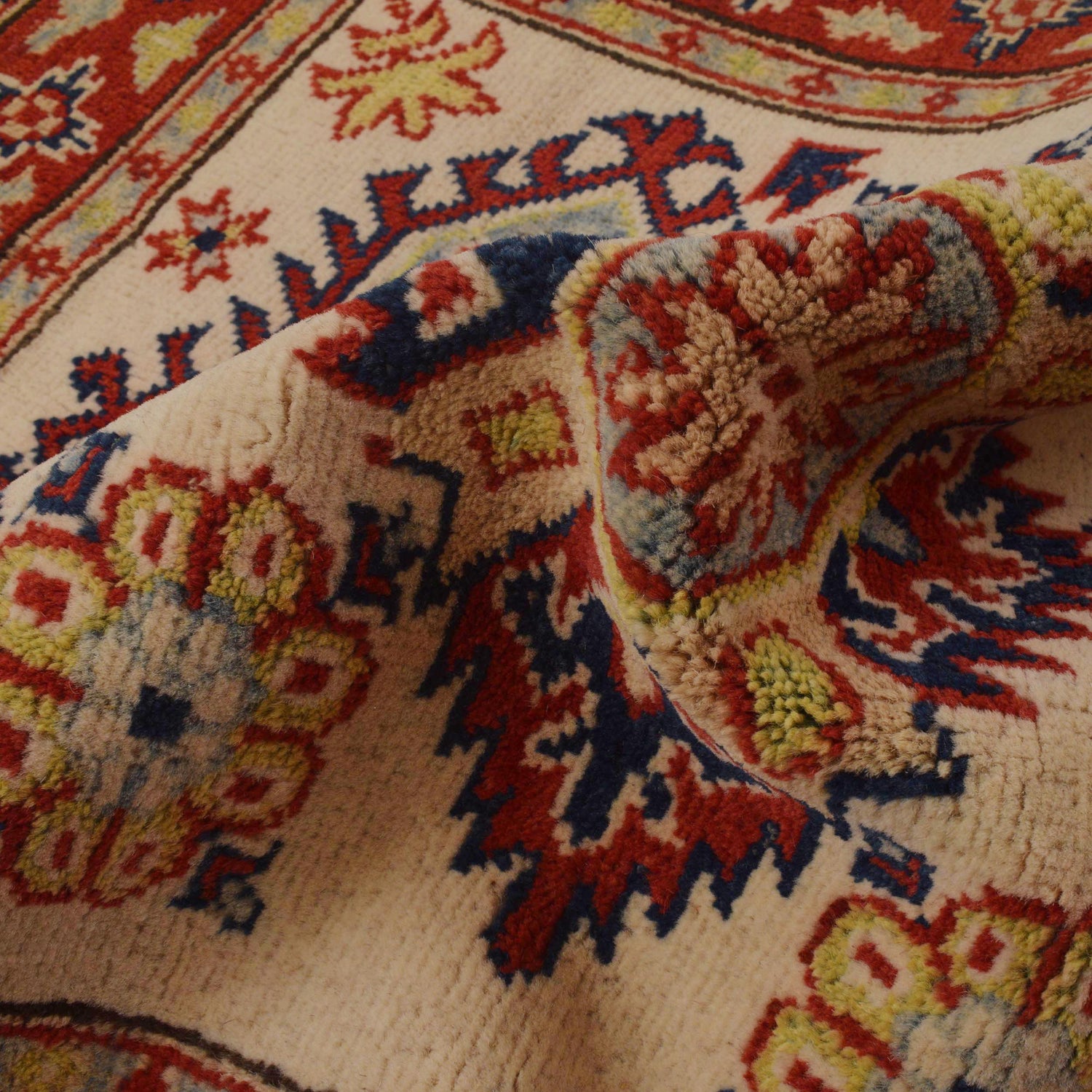 Kazak Rug Handmade Beige Medallion 2x4 ft