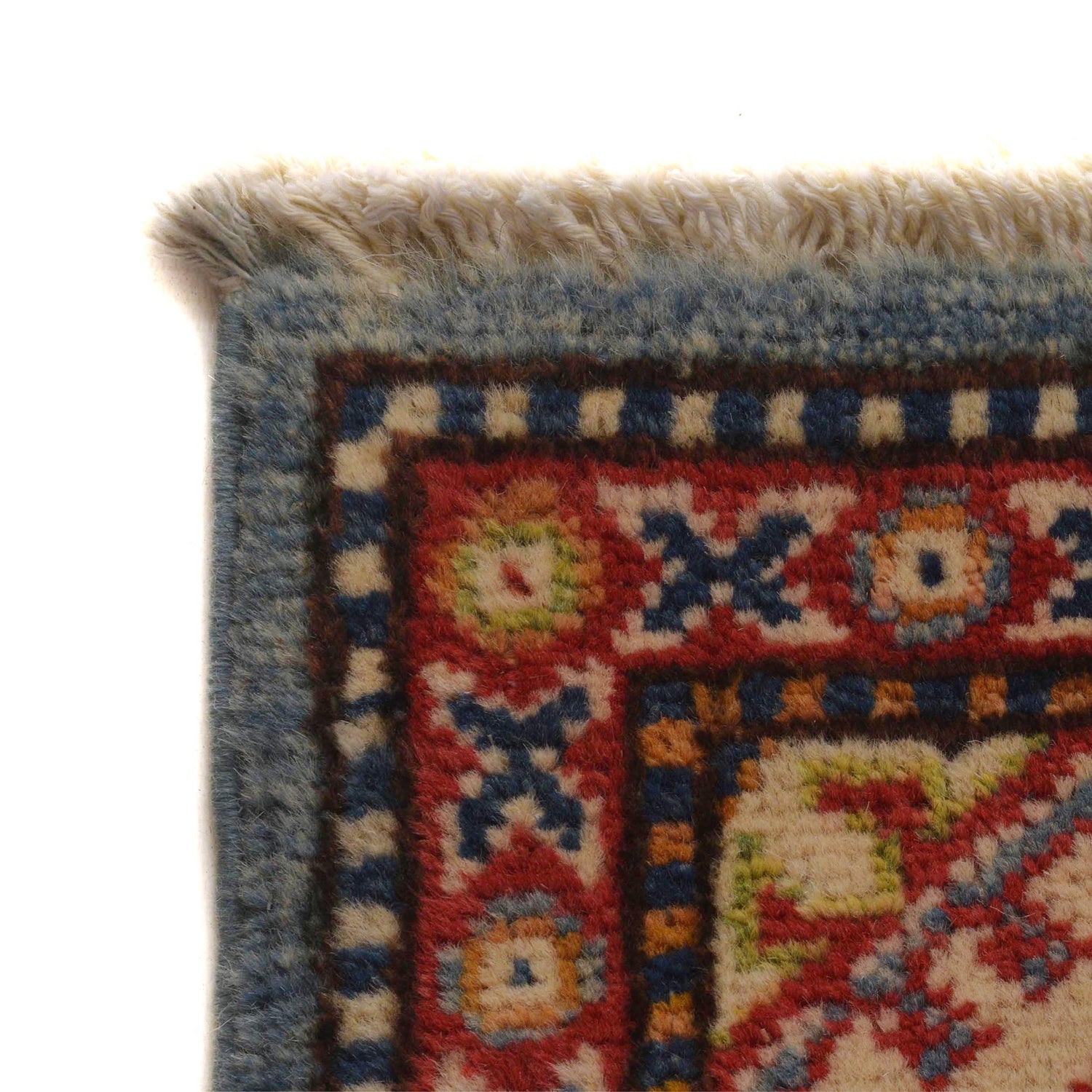 Kazak Rug Handmade Blue Medallion 2x4 ft
