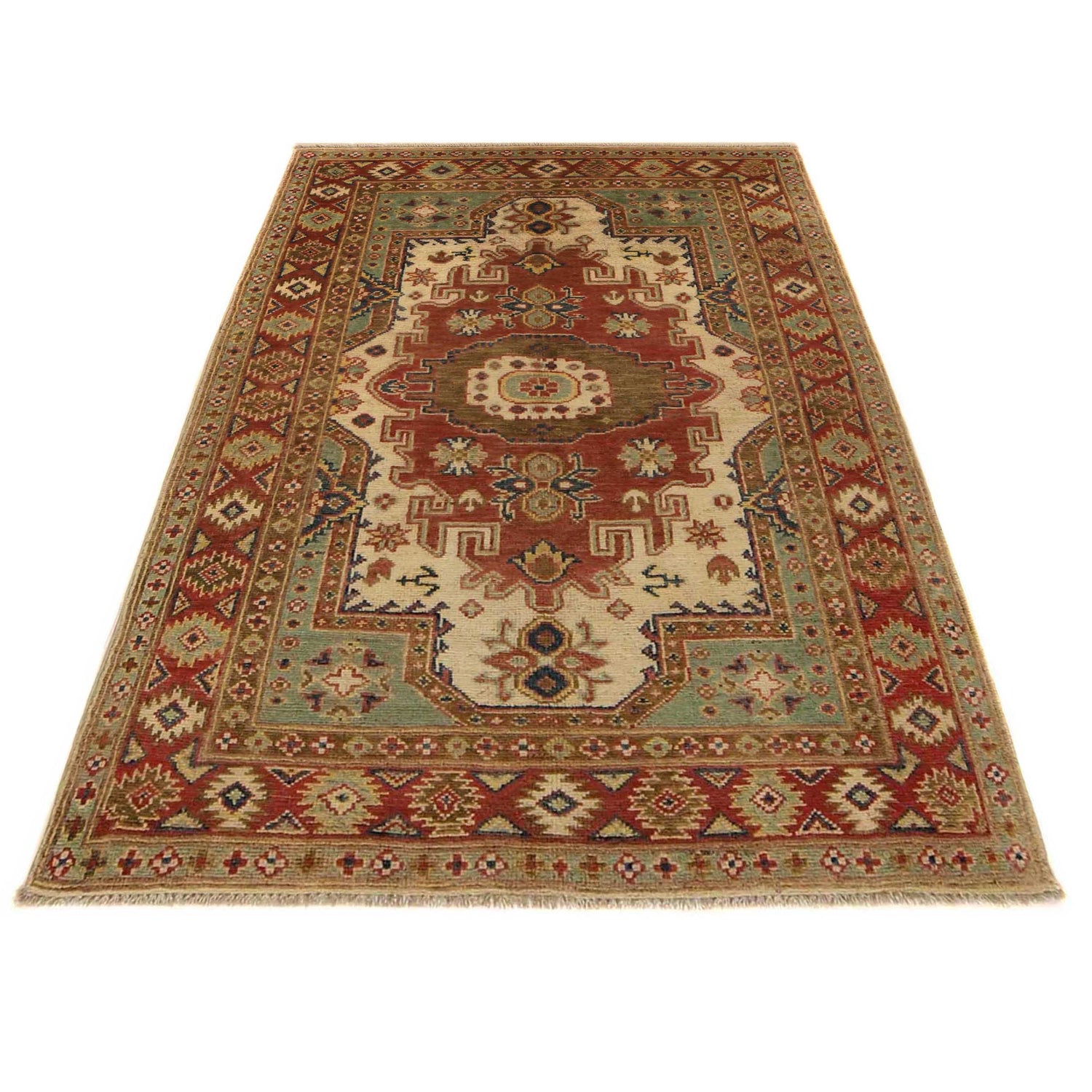 Heriz Area Rug Handmade Multi Medallion 3x5 ft
