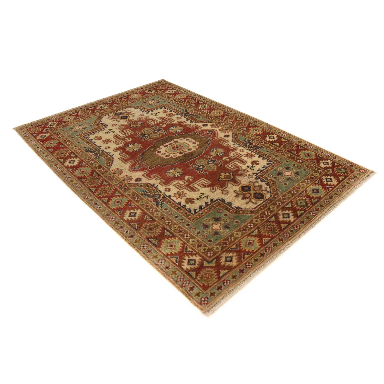 Heriz Area Rug Handmade Multi Medallion 3x5 ft