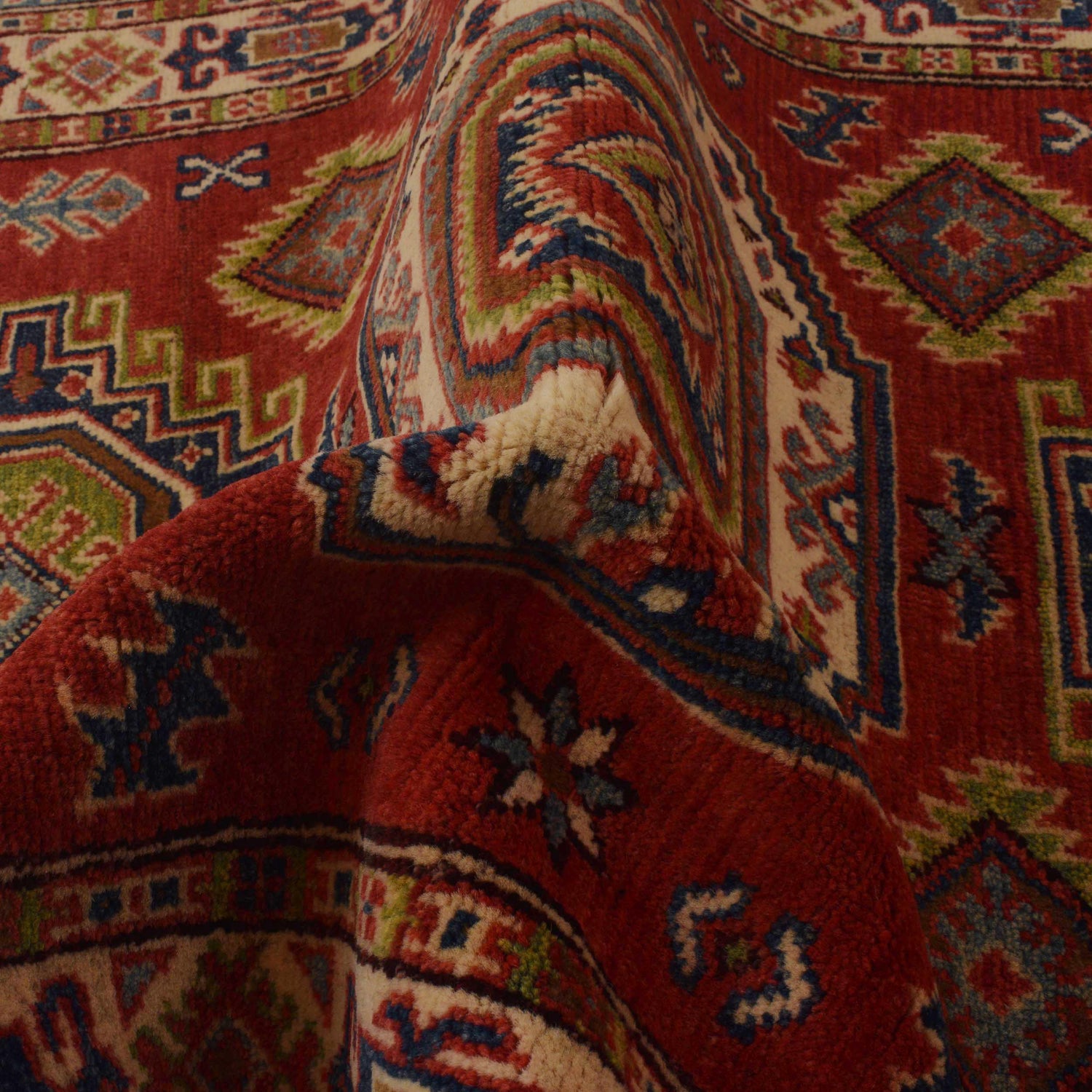Kazak Rug Handmade Red Medallion 3x5 ft