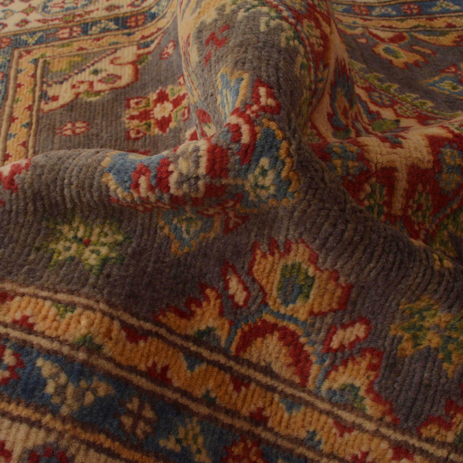 Kazak Rug Handmade Gray Medallion 3x5 ft