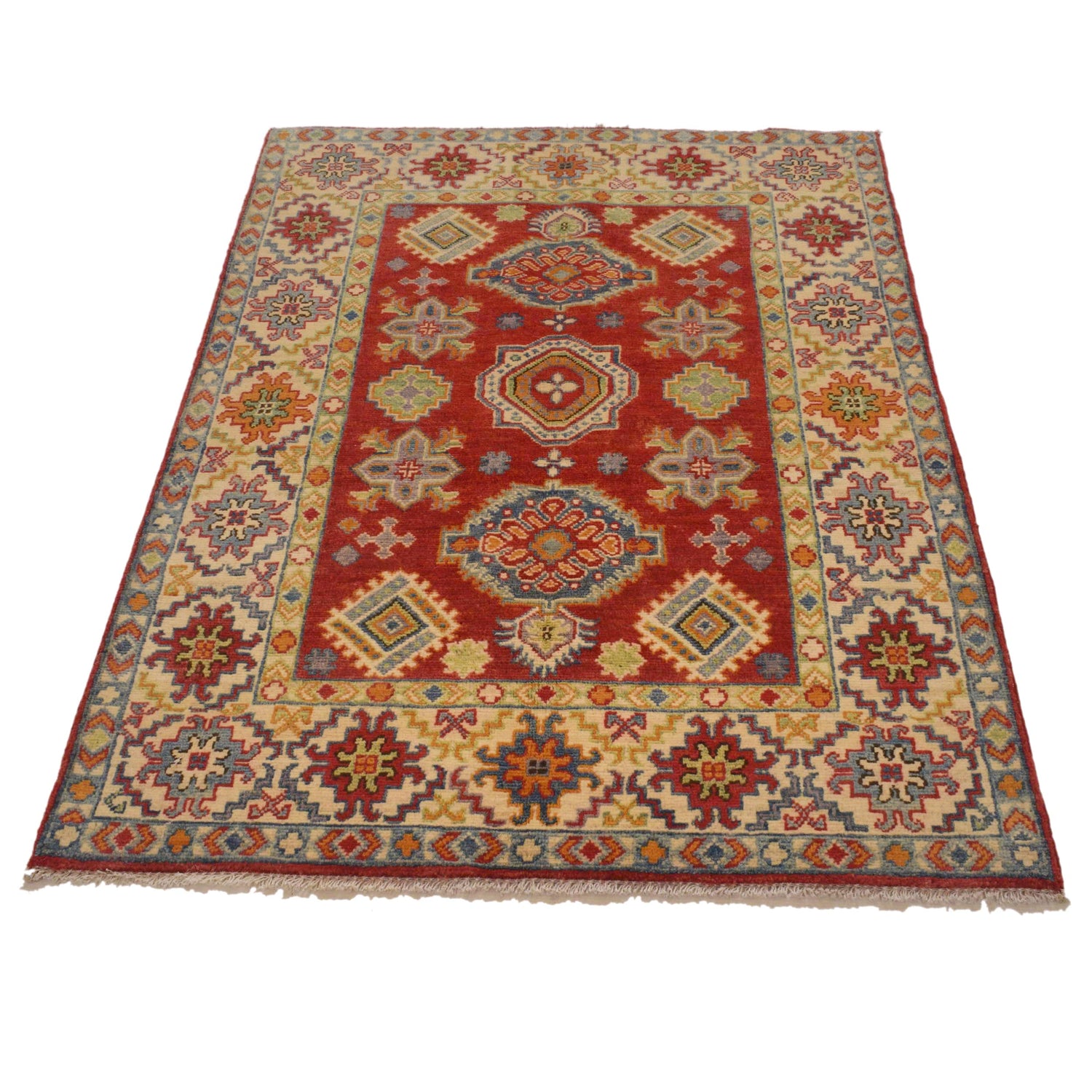 Kazak Rug Handmade Red Medallion 3x5 ft